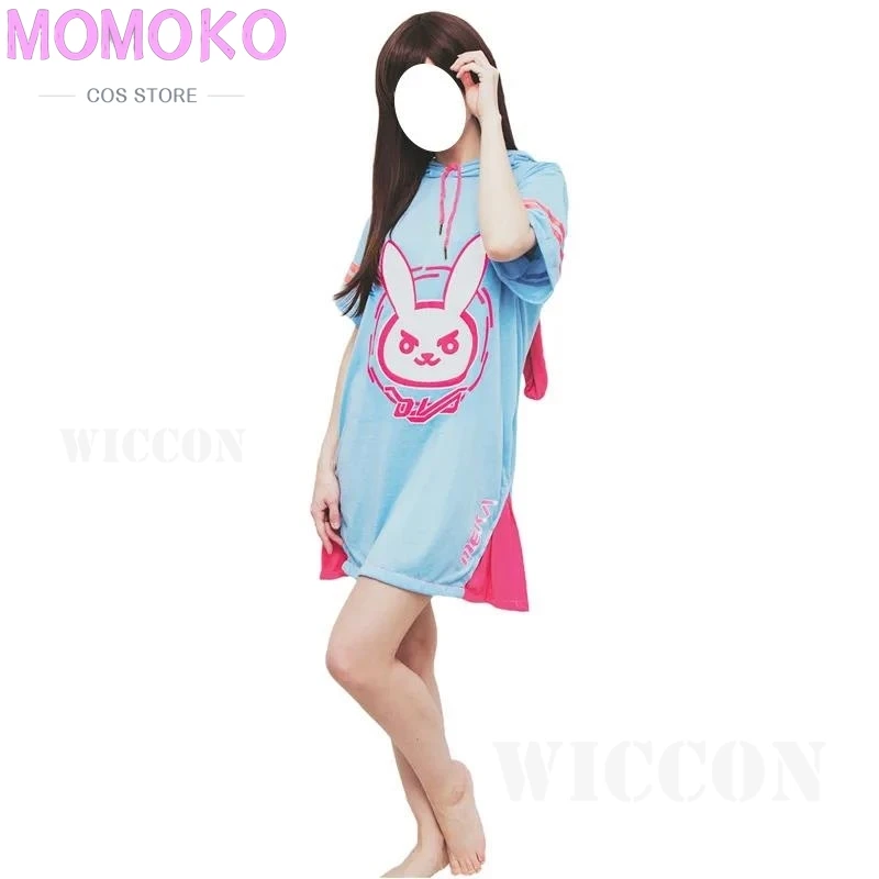 Dva Dress Hot Game Heros Dva Cosplay Overwatch Dva Hoodie Adult Costume Top Pink Blue Long Shirt Dress Cosplay Legend