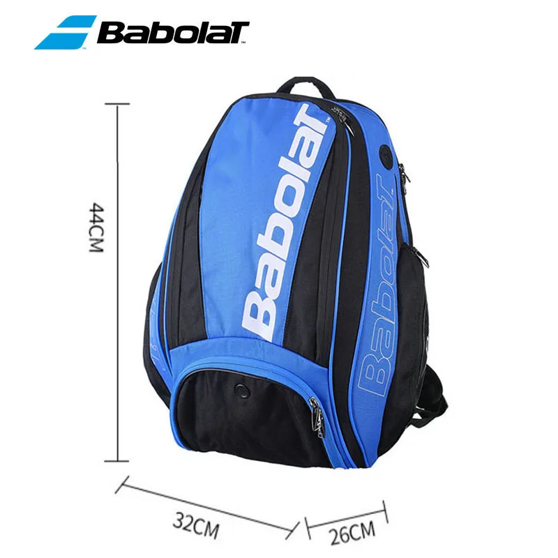 Ransel tenis Babolat pria wanita klasik, tas bahu raket tenis Badminton portabel warna biru hitam kain Oxford 1-2