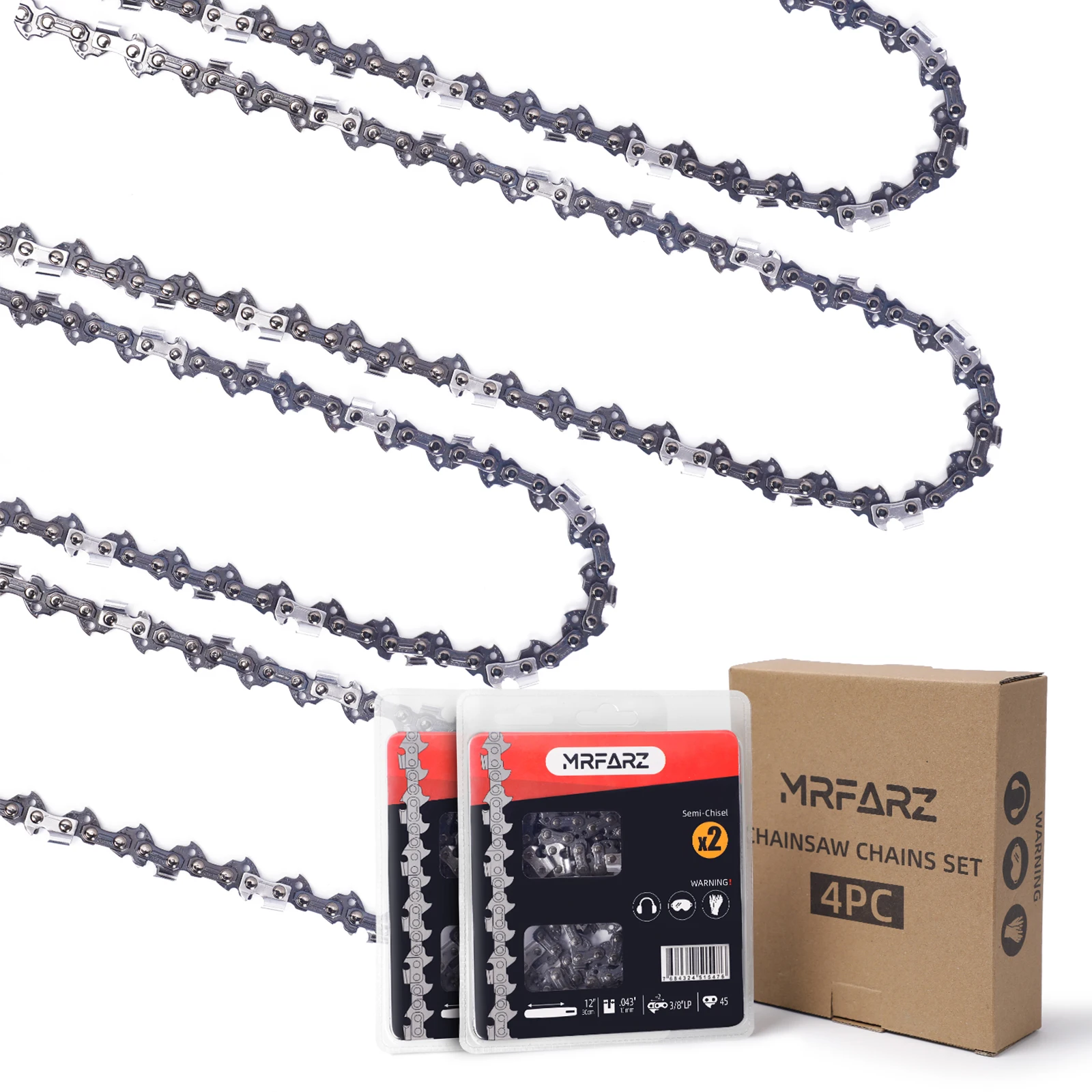 MRFARZ 4-Pack Chainsaw Chain 12 Inch 3/8