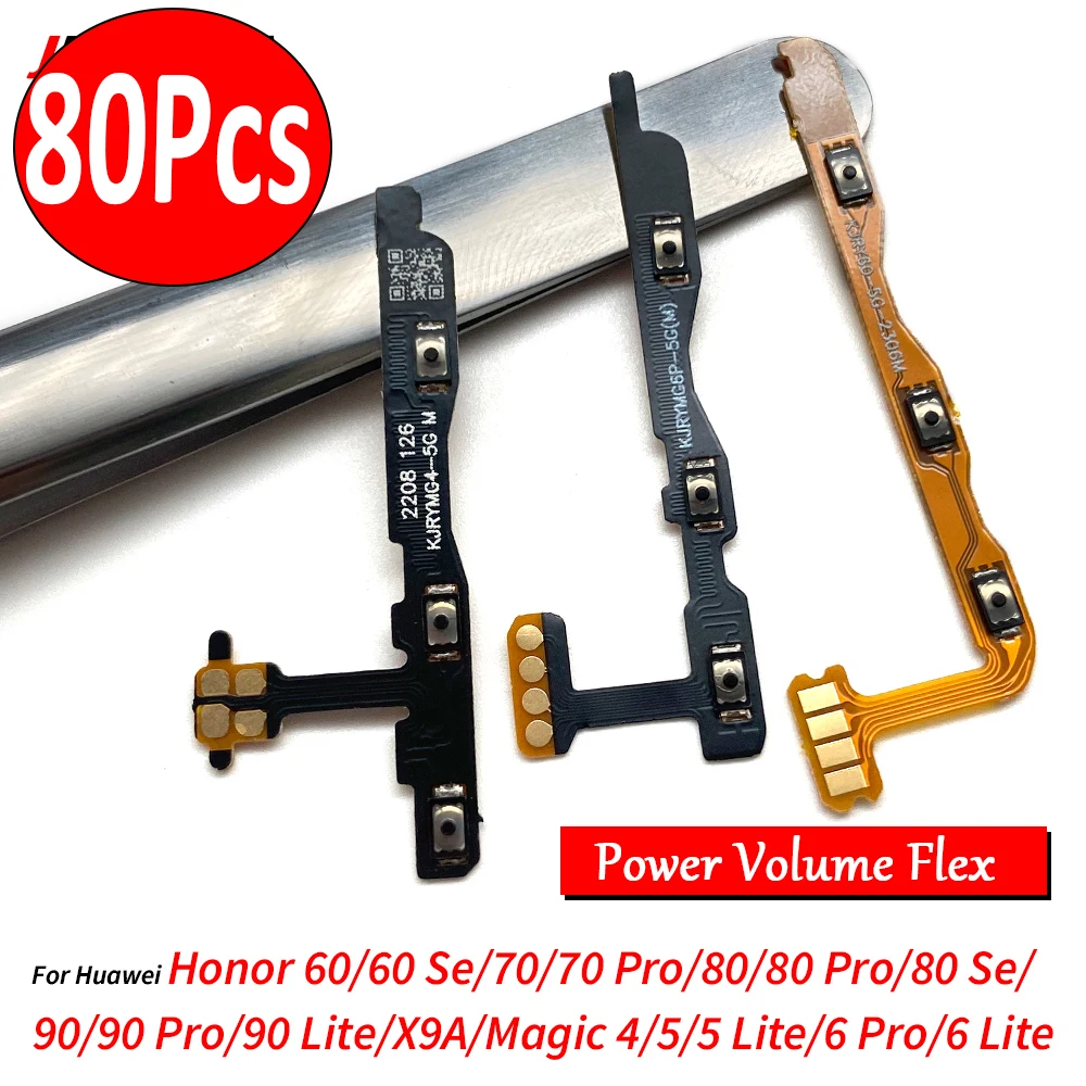 

80 шт., новая кнопка включения/выключения громкости, гибкий ленточный кабель для Huawei Honor 60 SE 70 80 Pro 90 Lite X9A Magic 5 Lite 6 Pro X9B