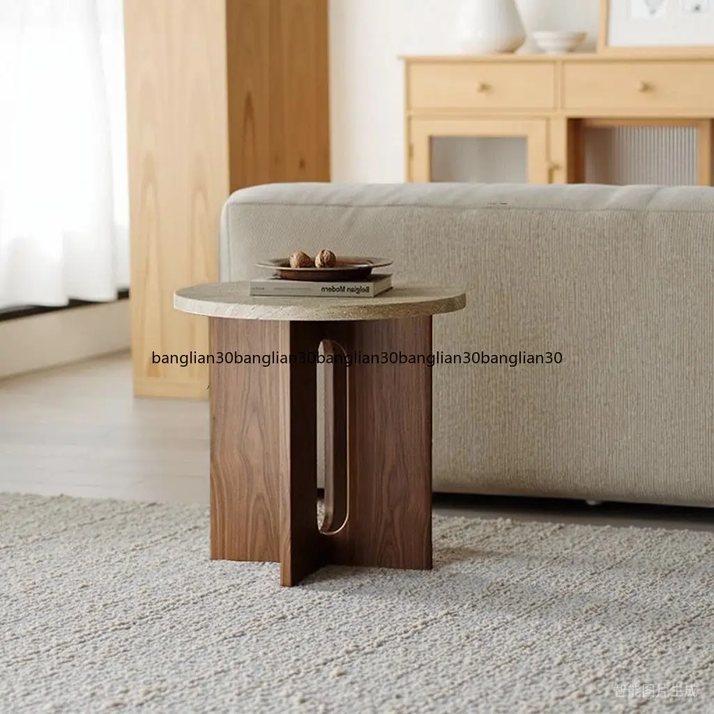 الرياح الصامتة طاولة القهوة الصغيرة طاولة جانبية غرفة المعيشة المنزلية شقة القرون الوسطى أريكة خشبية صلبة غرفة نوم طاولة مستديرة صغيرة #2