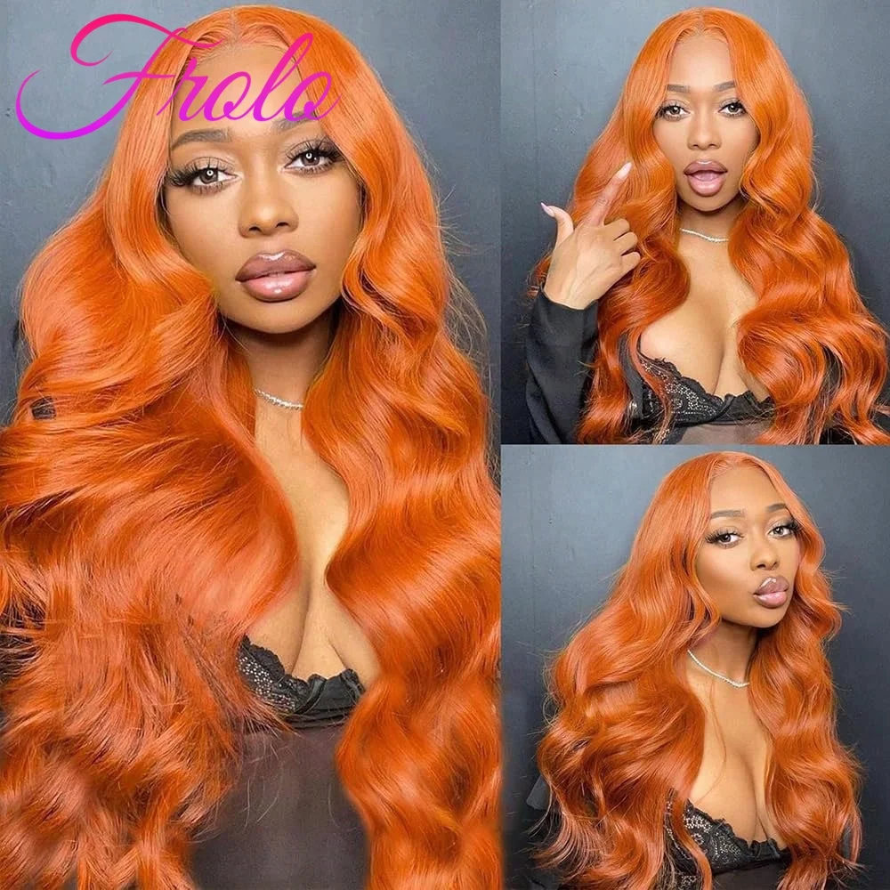 

200 Density 13x6 Hd Lace Front Human Hair Wig Ginger Orange Body Wave Human Hair Wig Brazilian 13x4 Colored Hair Wigs For Women