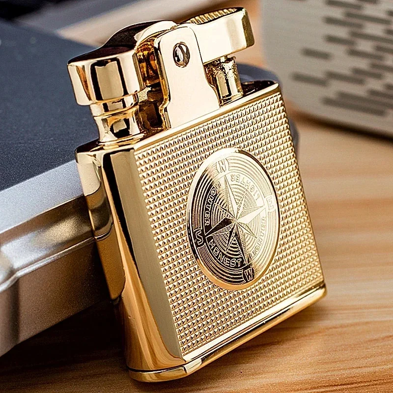 

New Windproof Retro Brass Cigar Lighter Cigar Lighter Men Smoking Accessories Gadget Metal Luxury Lighter Waterproof