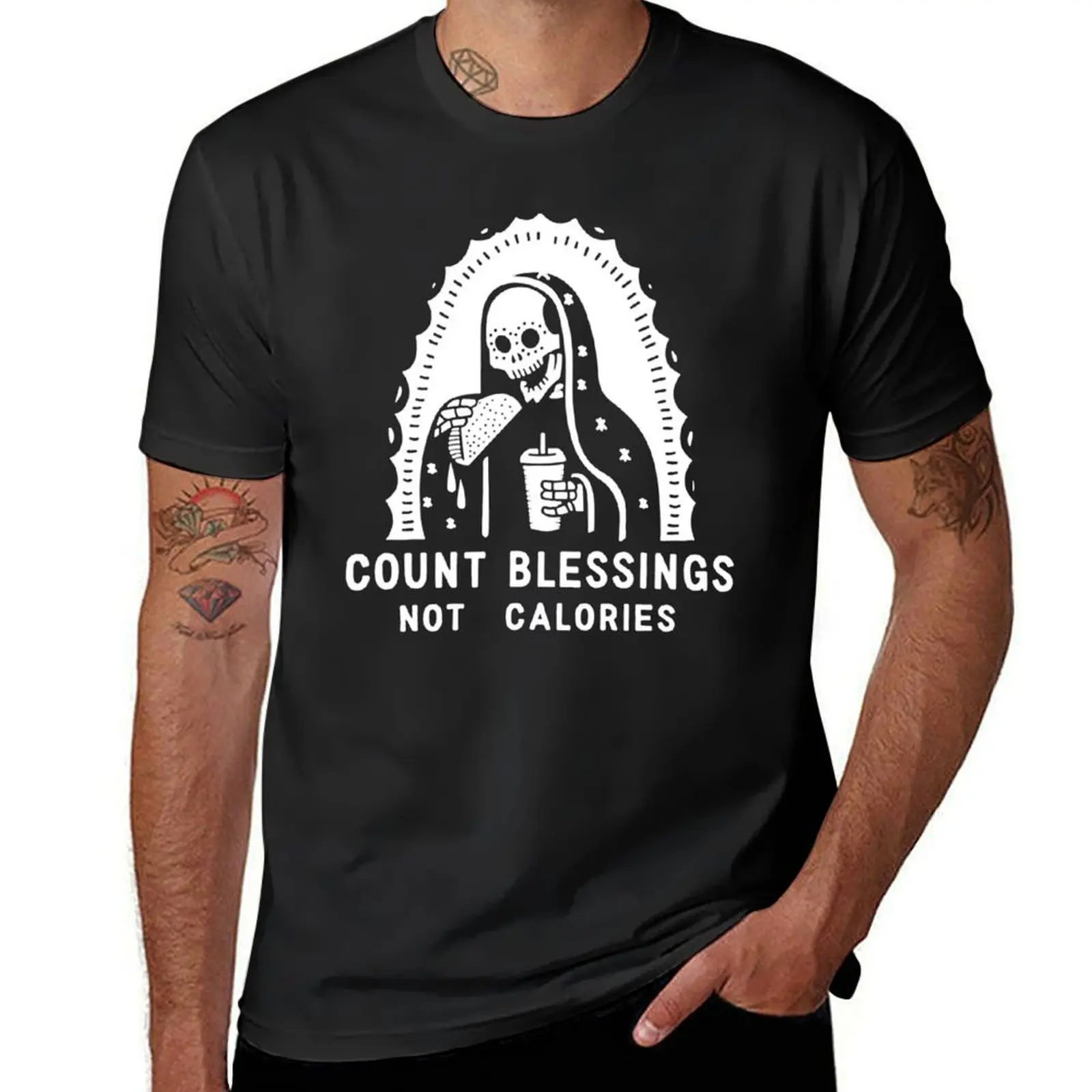 Count Blessings Not Calories Designer T-Shirt anime clothes funnys sports fans summer top t shirt for men