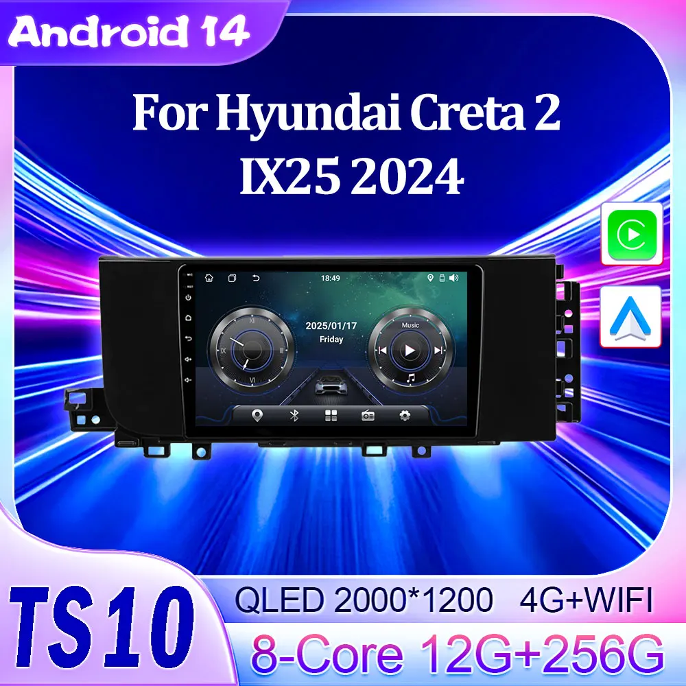 

2Din Android Car Radio Multimedia Player For Hyundai Creta 2 IX25 2024 Autoradio CarPlay Navigation GPS Touch Screen 5G Wifi RDS