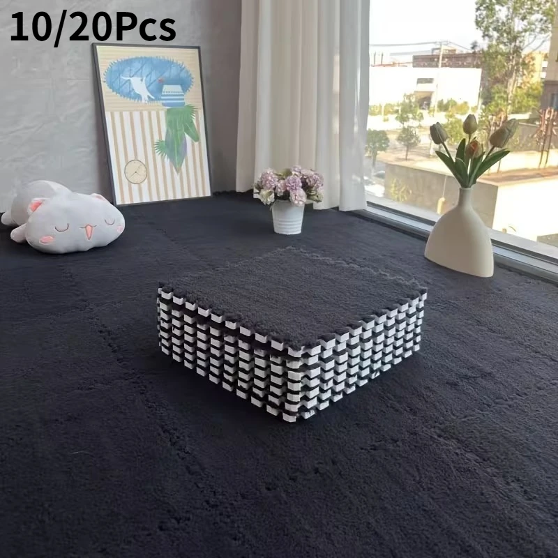 

10/20 шт. в упаковке плюшевых ковриков для фитнеса и йоги, мягкие пушистые переплетенные пенопластовые коврики, нескользящий коврик, подходящий для спален, гостиных