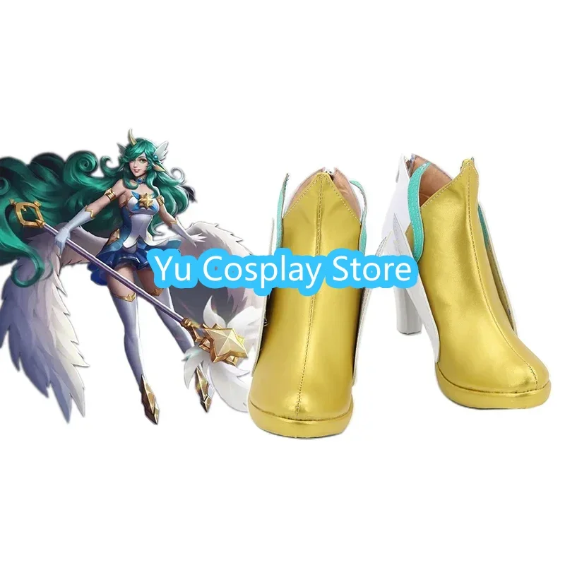 LOL Star Guardian Soraka Cosplay Tênis, Sapatos de couro PU, Botas de Carnaval de Halloween, Cosplay Prop, Custom Made