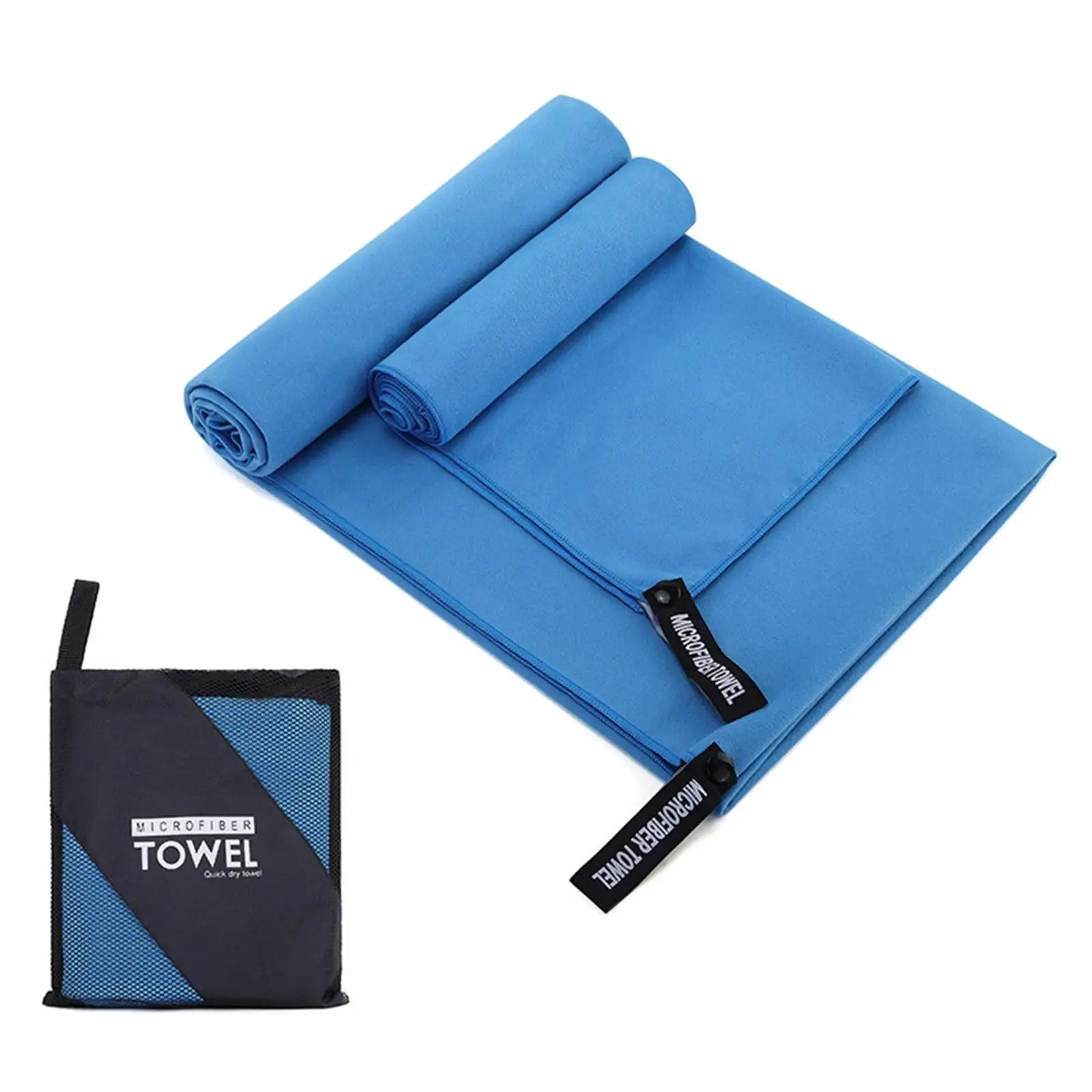 Absorbent Microfiber Towel Foldable Multi-Purpose Storage Bag 3 Sizes Soft Lightweight Durable for Camping Gym Men