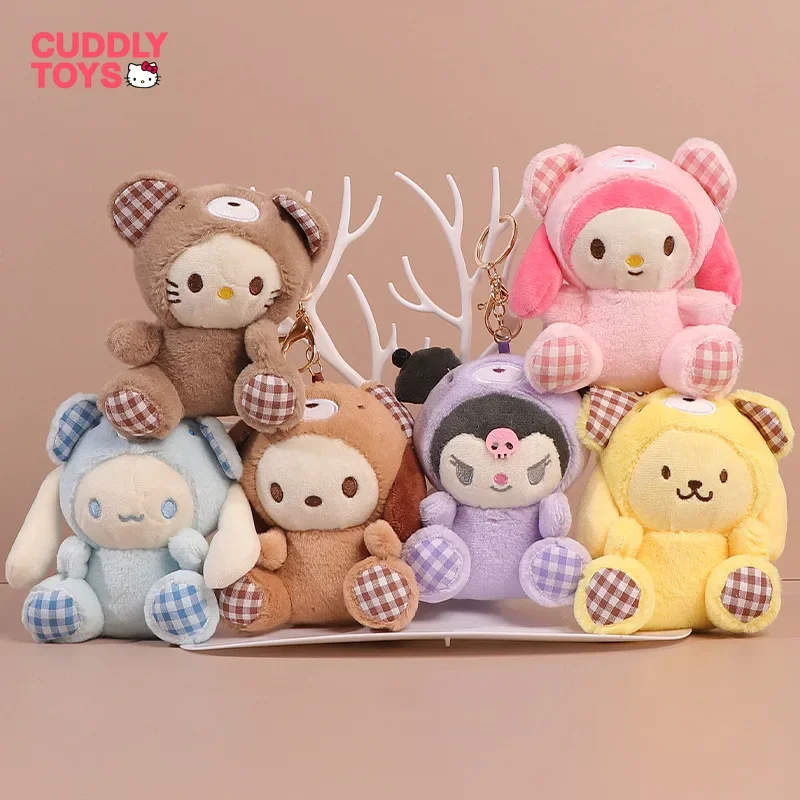 

Sanrio Plush Doll Keychain Kawaii Melody Sanrio Cosplay Panda Cartoon Hello Kitty Kuromi Keychain Pendant Plush for Girls Gifts