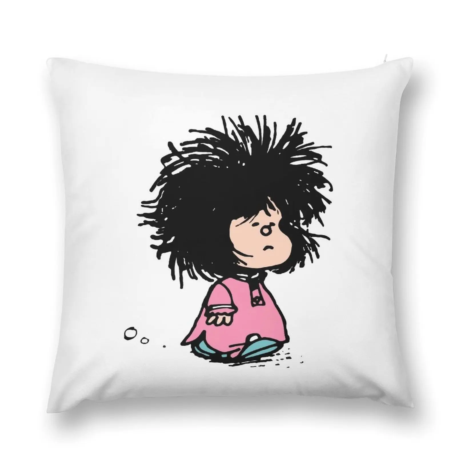 Mafalda with newly-raised disheveled nightgown Quino argentina cartoon Throw Pillow Pillowcases Pillowcases Bed Cushions pillow