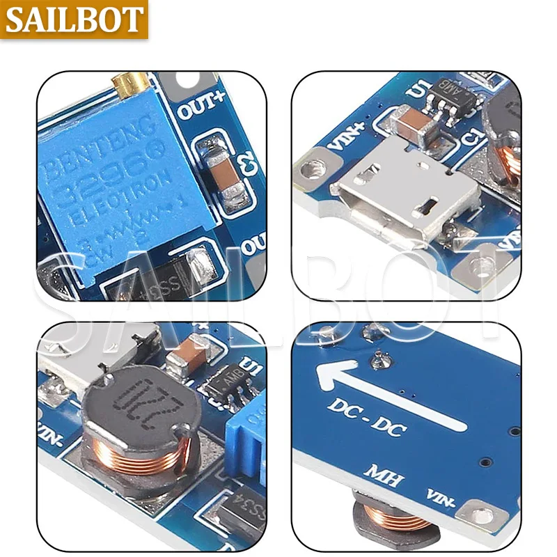 1-10 sztuk MT3608 type-c/micro 2A Max DC-DC Step Up moduł zasilania Booster moduł zasilania 3-5V do 5V/9V/12V/24V