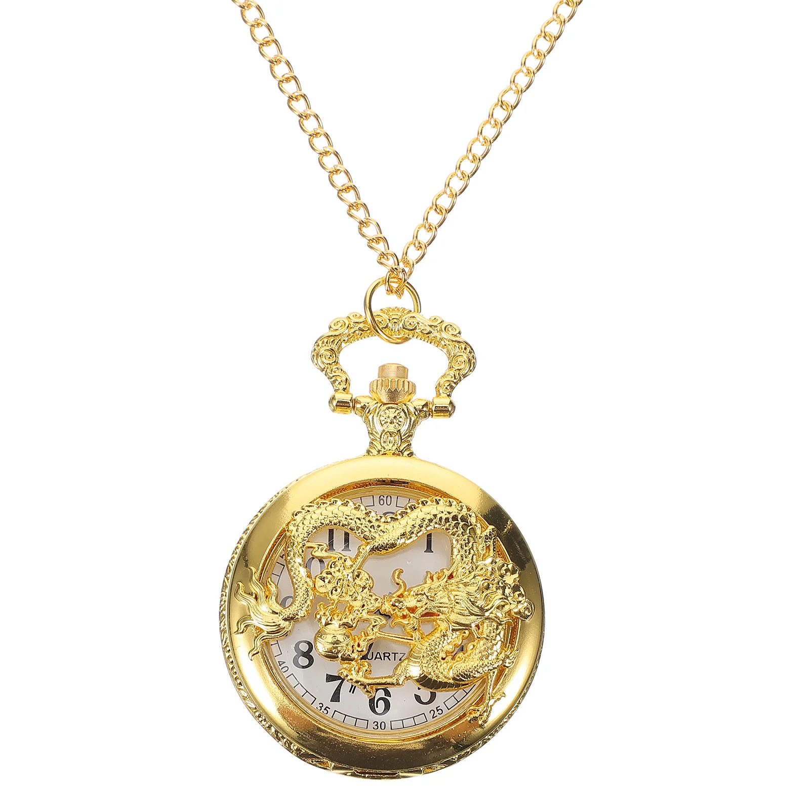 

Alloy Vintage Pocket Watch Hollow Embossed Dragon Retro Small Portable Decorative Pocket Watch for Men Women