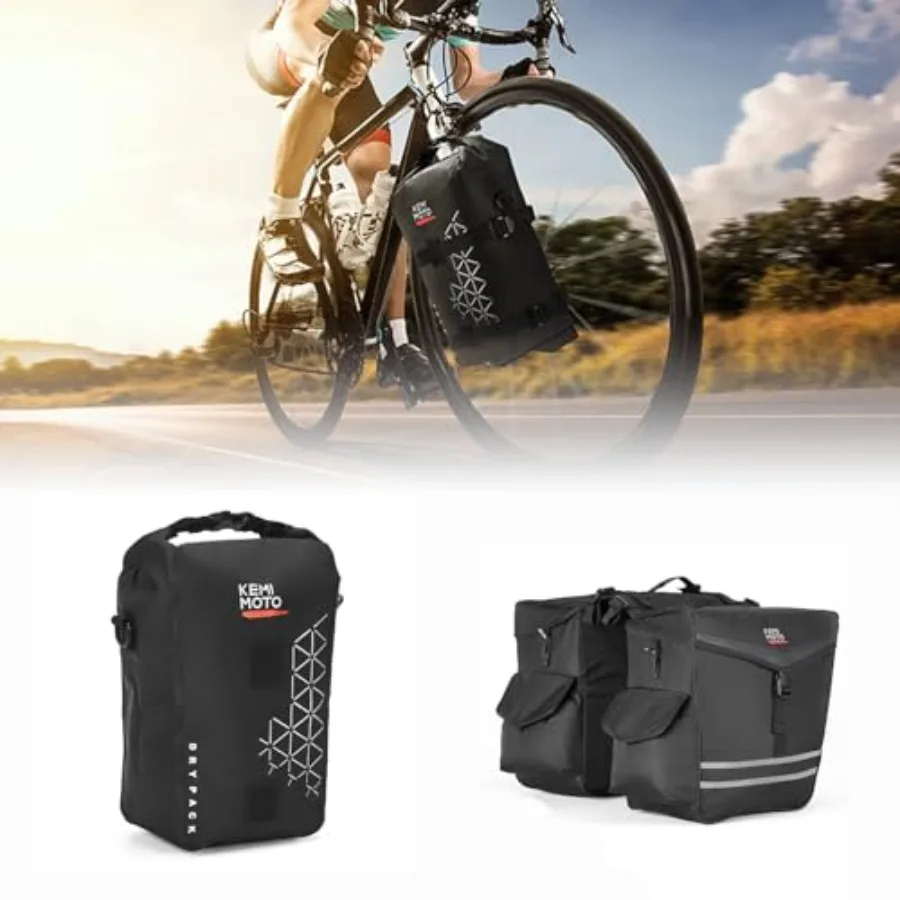 

Bike Front Fork Bag, 10L Bicycle Pannier Bag Full Waterproof with Bike Panniers Bag 40L Bicycle Panniers for Rear Rack