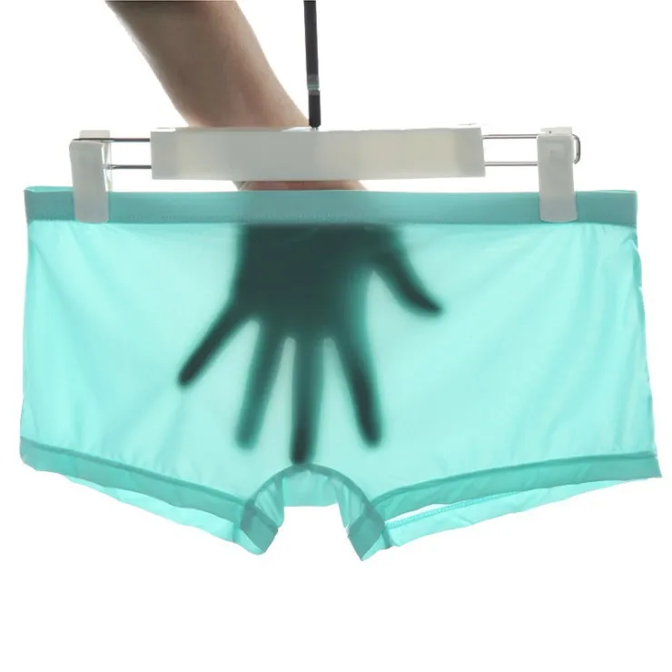 Ice Silk Men's Boxy Underwear Thin Translucent Panties Smooth Ultra-thin Quick Drying Boxer Shorts Male Sexy Low-Rise Underpants