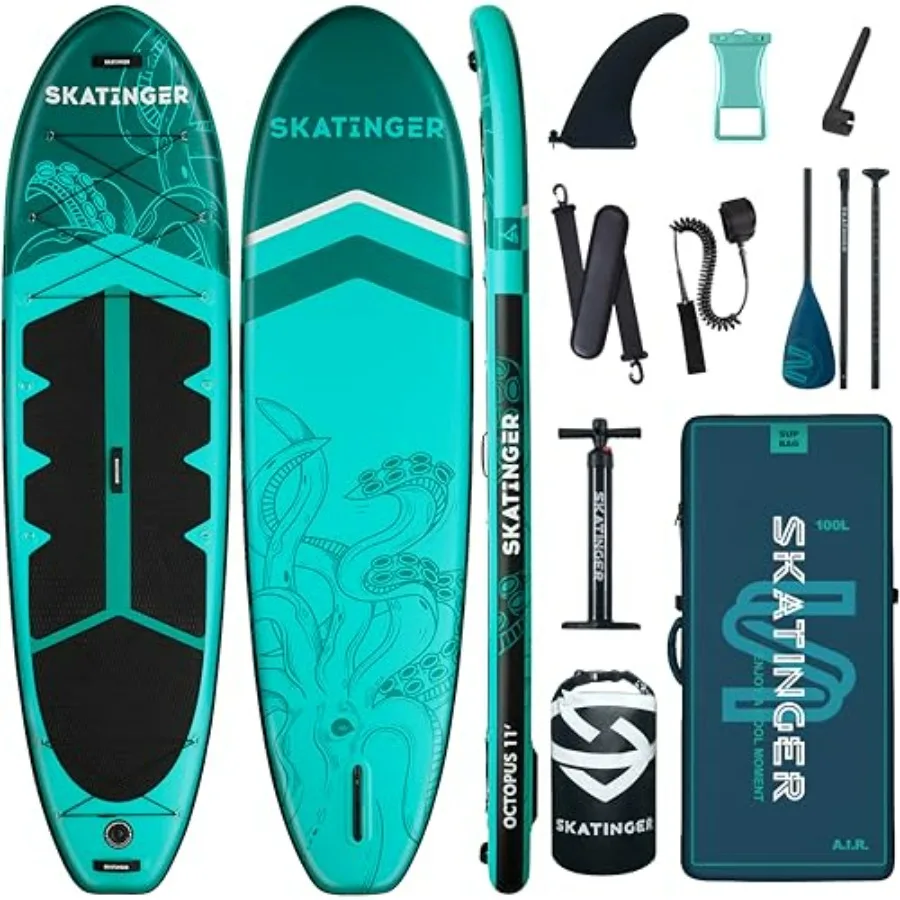Extra Wide Inflatable Paddle Board for Family Use, PVC Material, Blue, Supports Up to 420lbs and 2 Riders with Enhanced Stabili