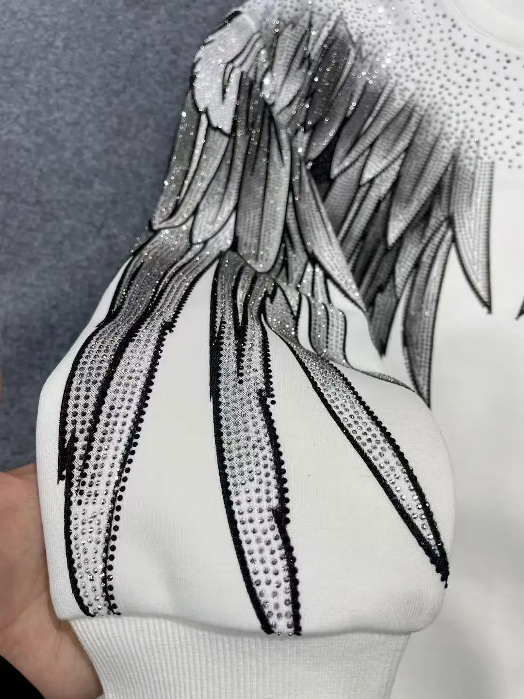 Heavy-duty Rhinestone Letter Trendy Sweatshirt Unisex 2025 New Fashion Loose Casual High-end Round Neck Long Sleeve Pullover