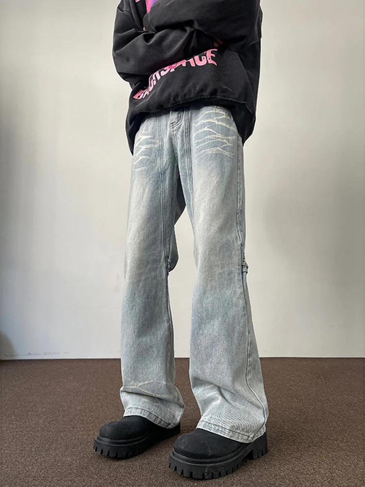 

American High Street Slim Fit Men's Jeans CleanFit Trendy Brand Spring Autumn Wear Resistant Straight Tube Long Pants