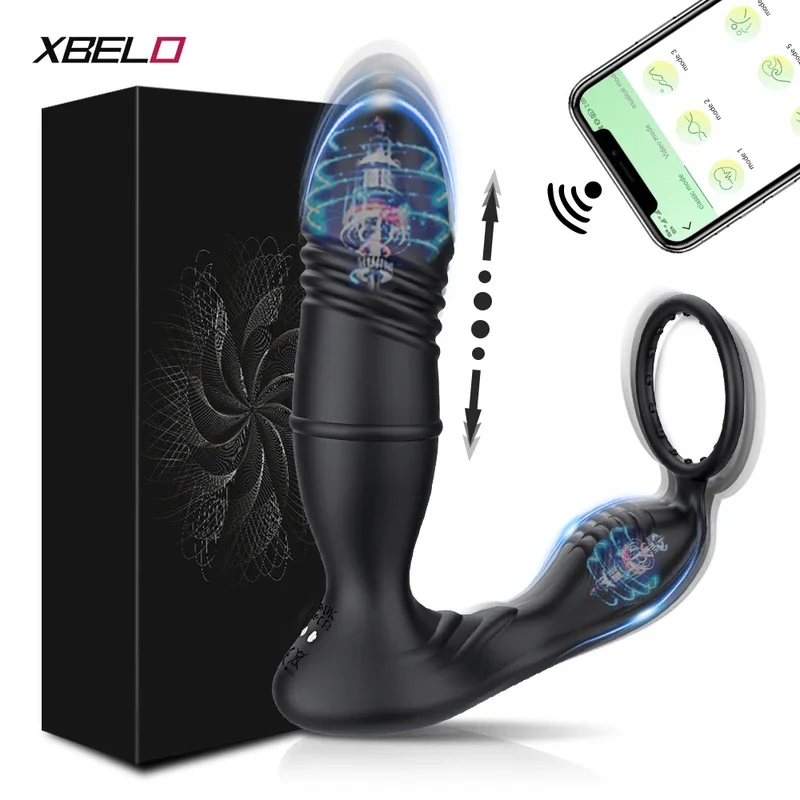 Male Thrusting Massager Bluetooth APP Vibrator Men Gay Wireless Remote Prostate Stimulator Sex Toy for Couples