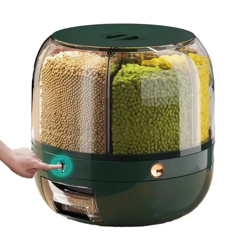 XJH Best Selling 6-Grid Large Capacity Dry Silo Cereal Containers for Food Storage Kitchen Organization Grain Dispenser for Rice