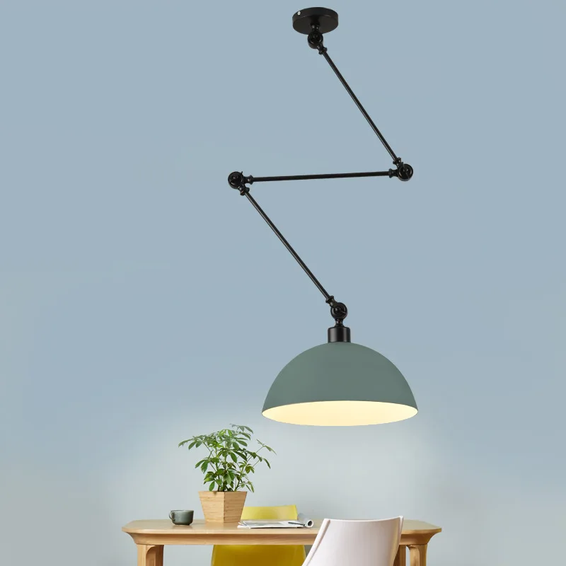 Nordic Design Ajustável Braço Longo Pendant Light, Aranhas de alumínio, Lâmpada de teto LED, Sala de estar Quarto e Sala de jantar