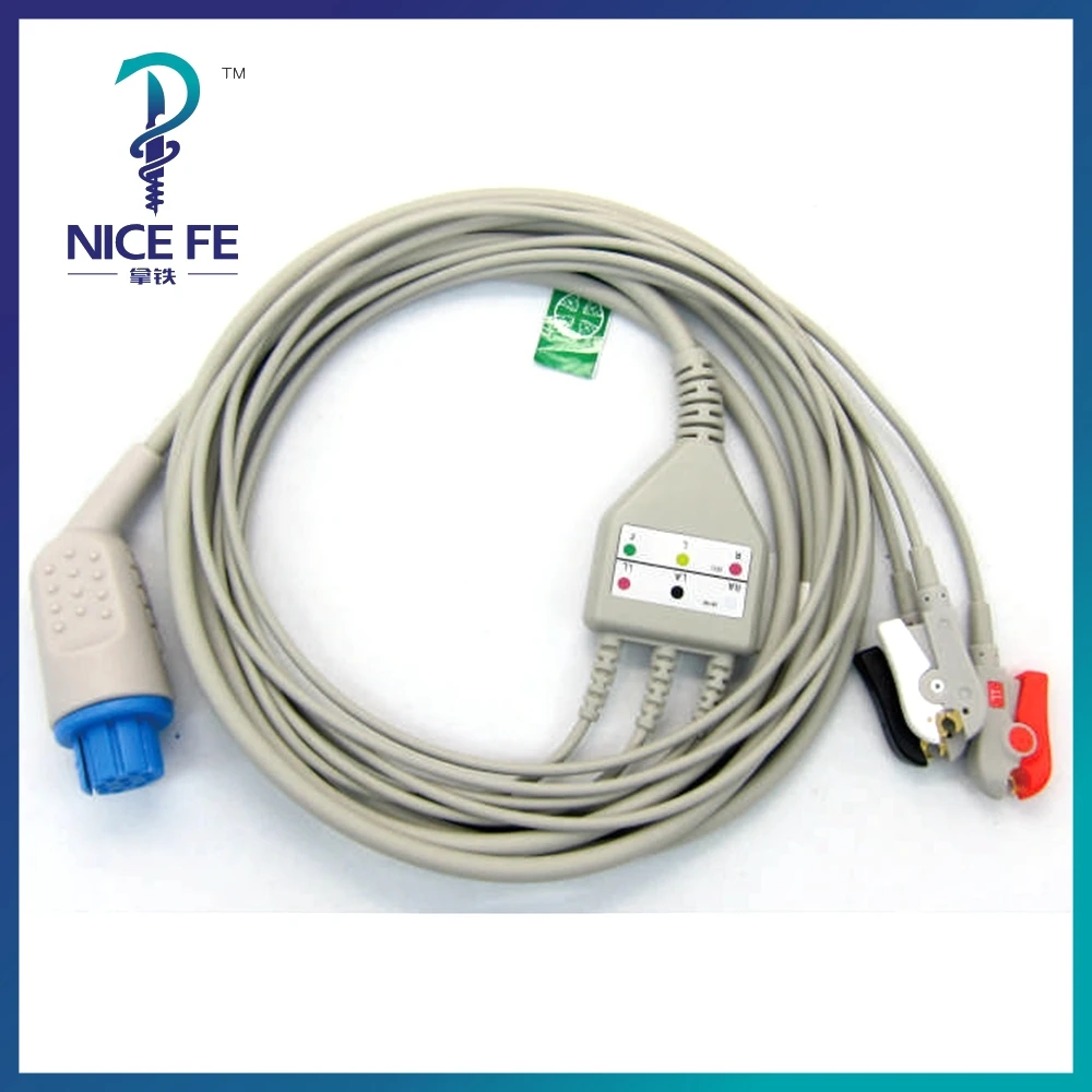 

EC-107 One-piece ECG Patient Cable AHA With 3leads 5leads Snap clip For DATEX ECG Electrocardiograph Monitor