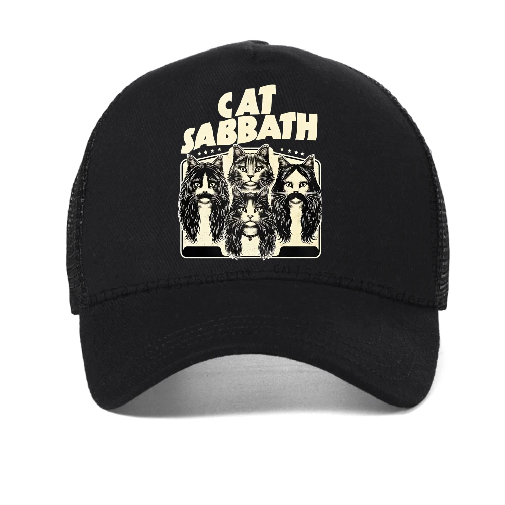 

Cat Sabbath Funny Cat Dad baseball cap Rock Music Streetwear Clothes Humor Kitty Band Y2k Saying Rap Hip Hop hats sport mesh hat