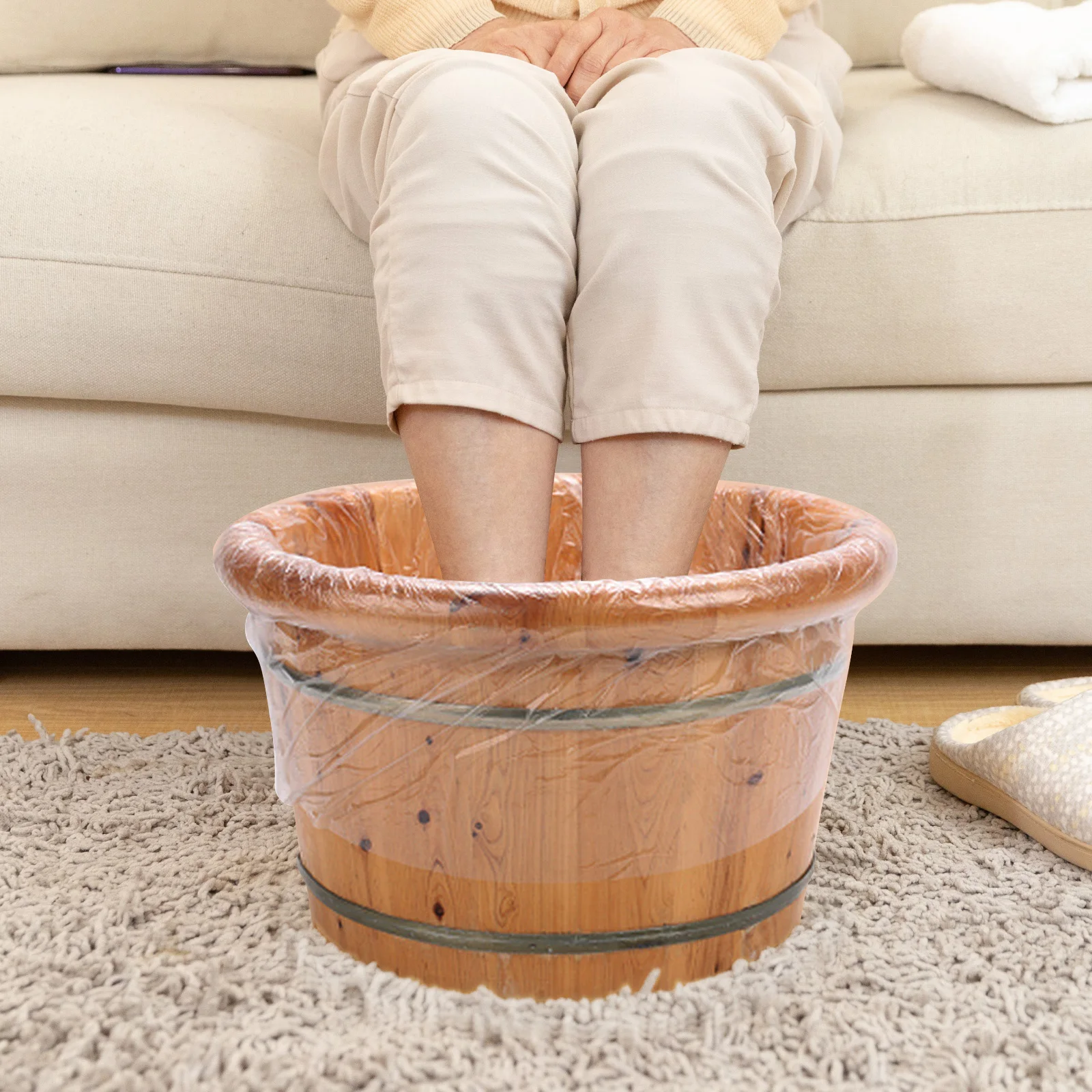 

Disposable Bath Bag for Pedicure Soaking Spa Salons Large Size PE Material Waterproof Heat Resistant Footcare Tools Plastic Foot