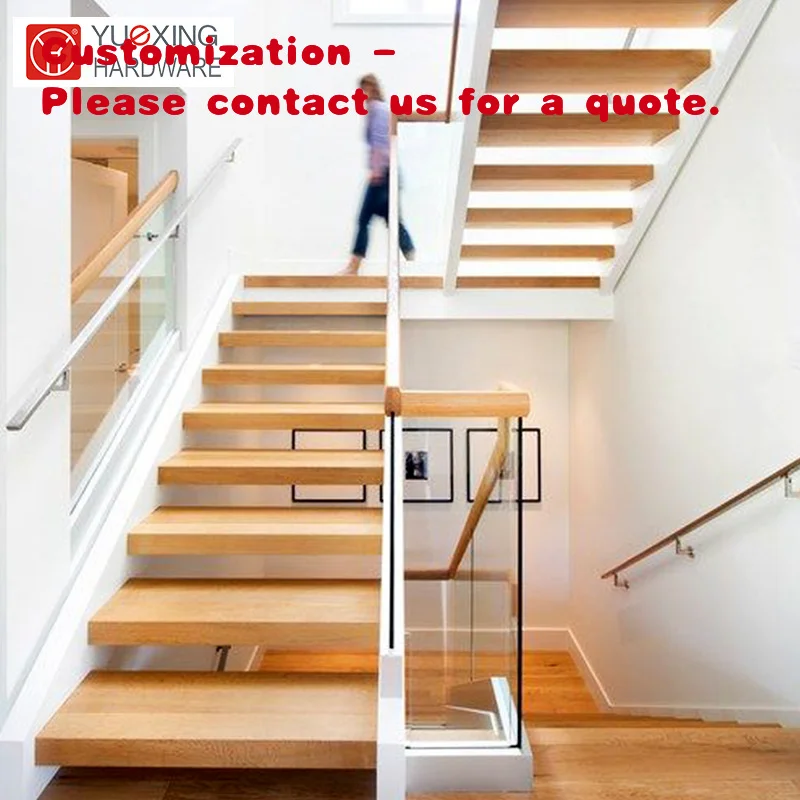 

custom.Double Steel Plate Straight Staircase - Easy Installation, Sturdy Wooden Steps