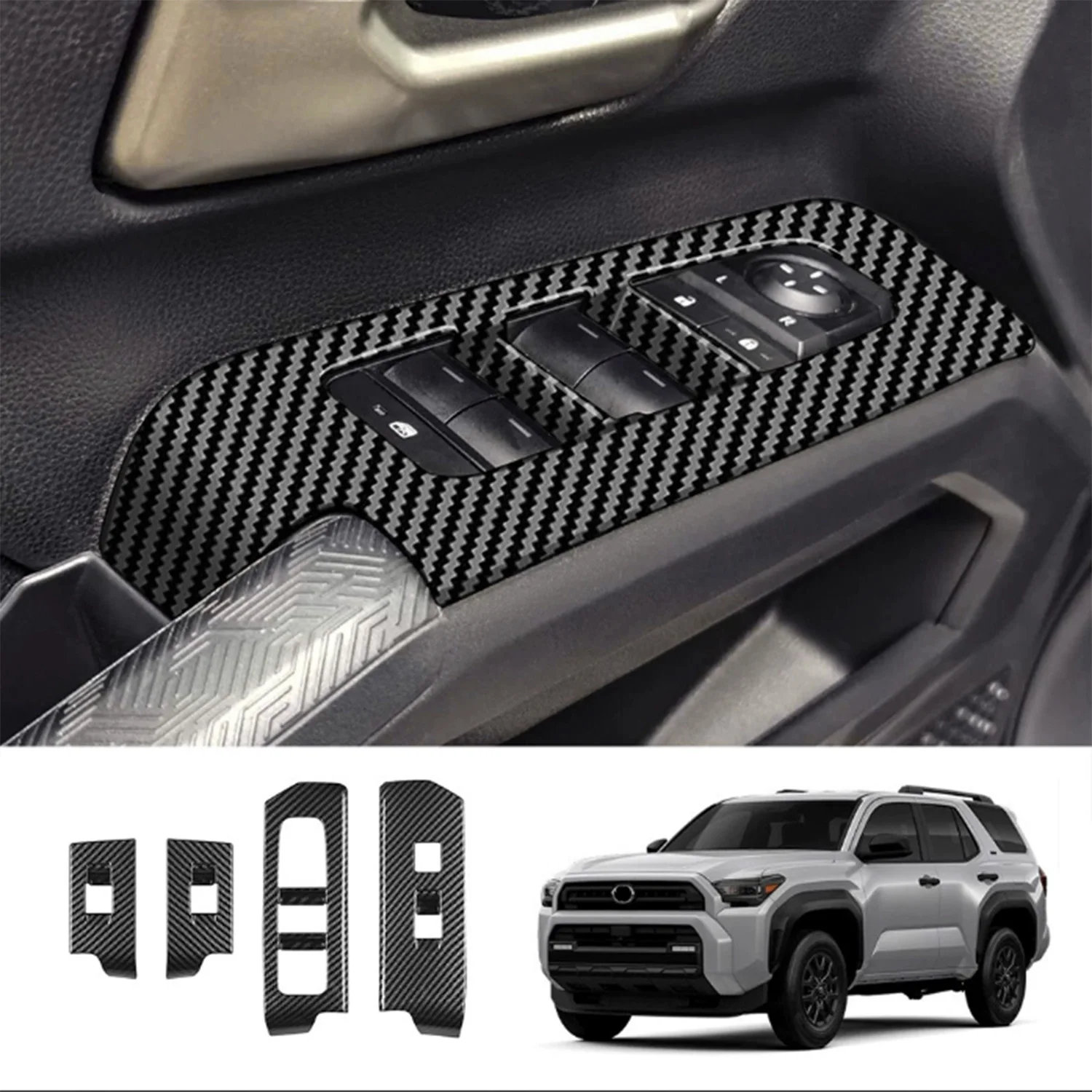 LHD! for Toyota 4Runner 6th Gen 2025 2026 Car Accessories Door Armrest Window Switch Trim Cover Sticker ABS 4Pcs