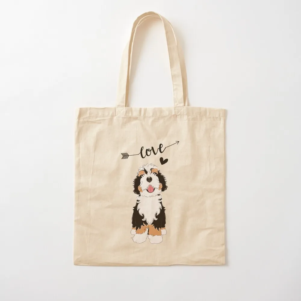 LOVE Tri Color Bernedoodle Tote Bag shopper bag women Beach bag Gift