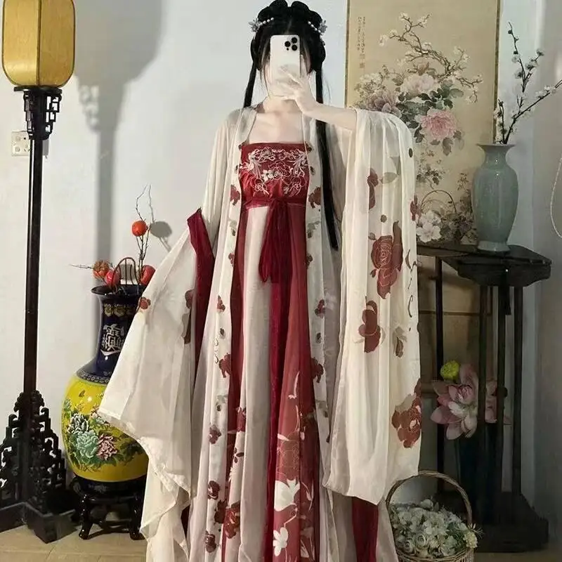 

women's national style strapless embroidery 2025 Summer New Two-piece Set Tang style Hanfu
