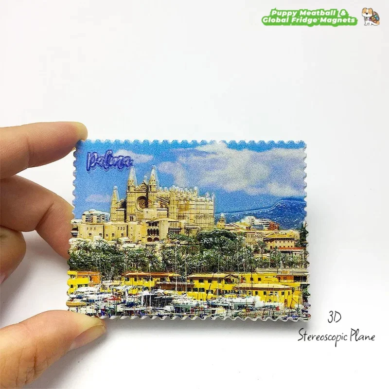 Cuadro a mano conmemorativo de turismo, arquitectura de punto de referencia de Cadiz español, decoración del hogar, imanes de refrigerador de fuerza magnética, regalo