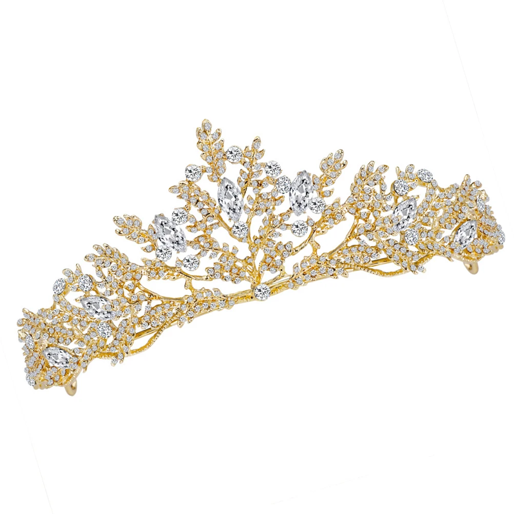 

Crown Headband Rhinestone Headdress Women Wedding Party Hair Bridal Hoop Accessories Reusable Floral Design Thin Thick Hair