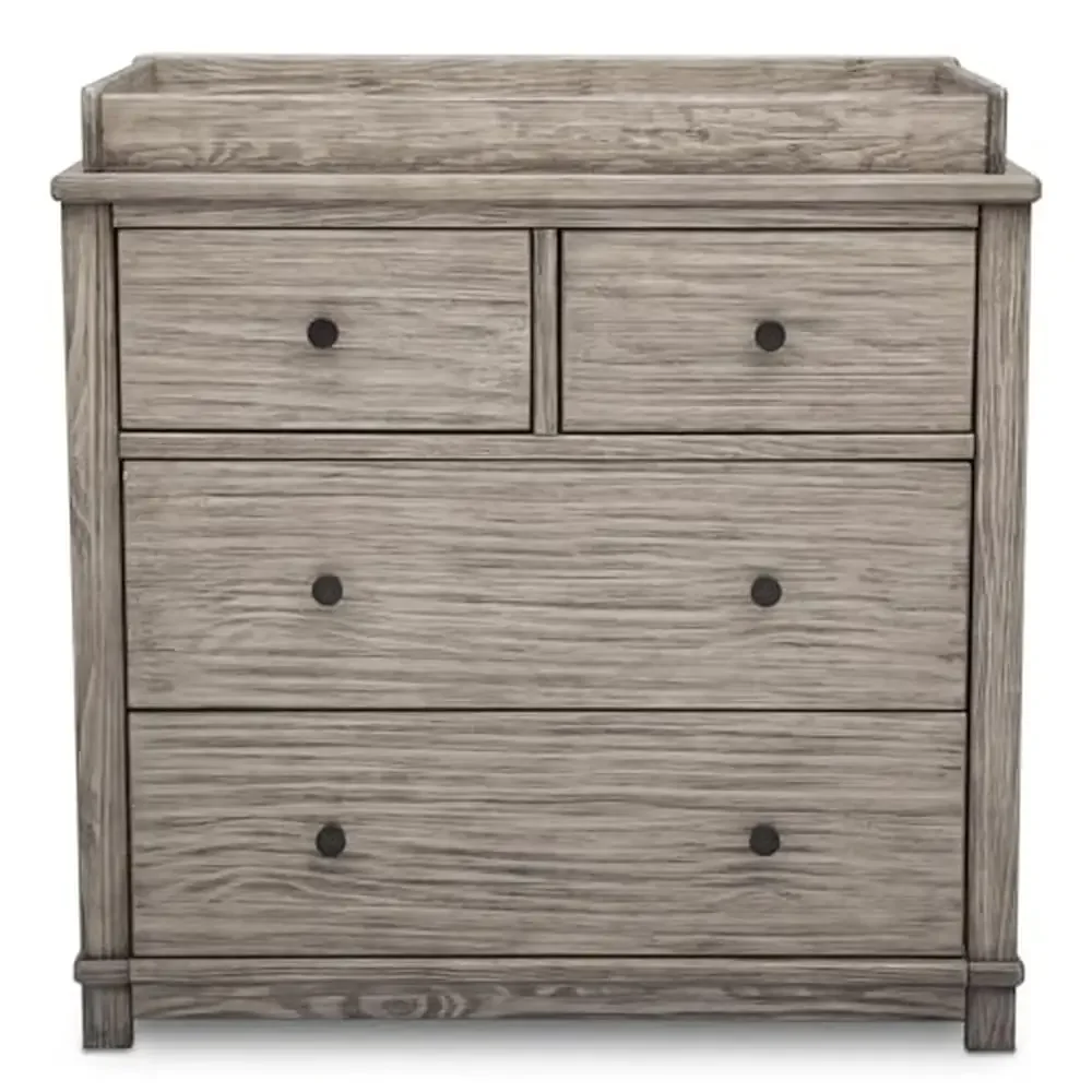 Monterey 4 Drawer Dresser Changing Top Interlocking Drawers Rustic Farmhouse Style Soft Distressed Finish Safe ASTM Tested