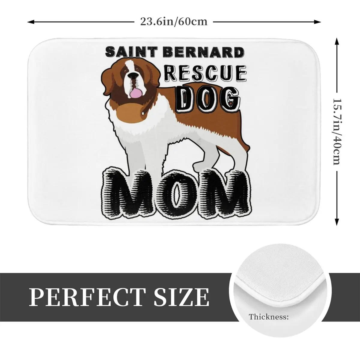 Saint Bernard Rescue Dog Mom Doormat Anti-skid Super Absorbent Bath Mats Home Entrance Rugs Kitchen Bedroom Carpet Footpad