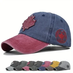 Unisex Washed Cotton Vintage Cap Canada Big Maple Leaf Embroidery Baseball Cap Men And Women Outdoor Sports Hats