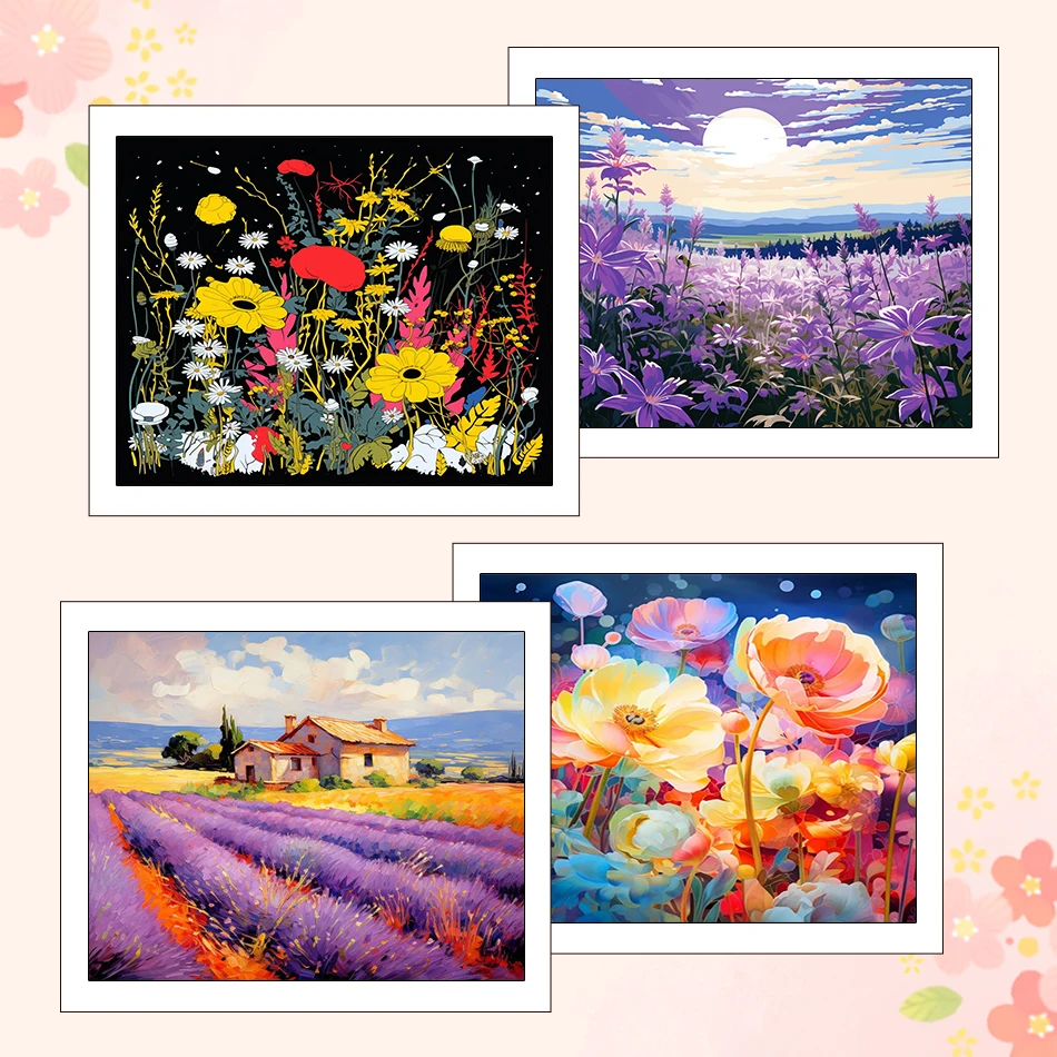 

RUOPOTY Paintings For Painting By Numbers Flowers 40X50cm Handmade Gift Oil Art Picture Drawing Diy Set Decorative Paintings Kit