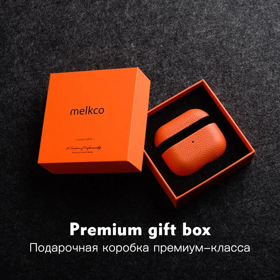 Etui Melkco z prawdziwej skóry do AirPods 5 Pro 3 Pro3, wzór liczi, skórzane etui do AirPods 5 4 Pro 2 3, premium pokrowiec biznesowy. — zdjęcie produktu 6