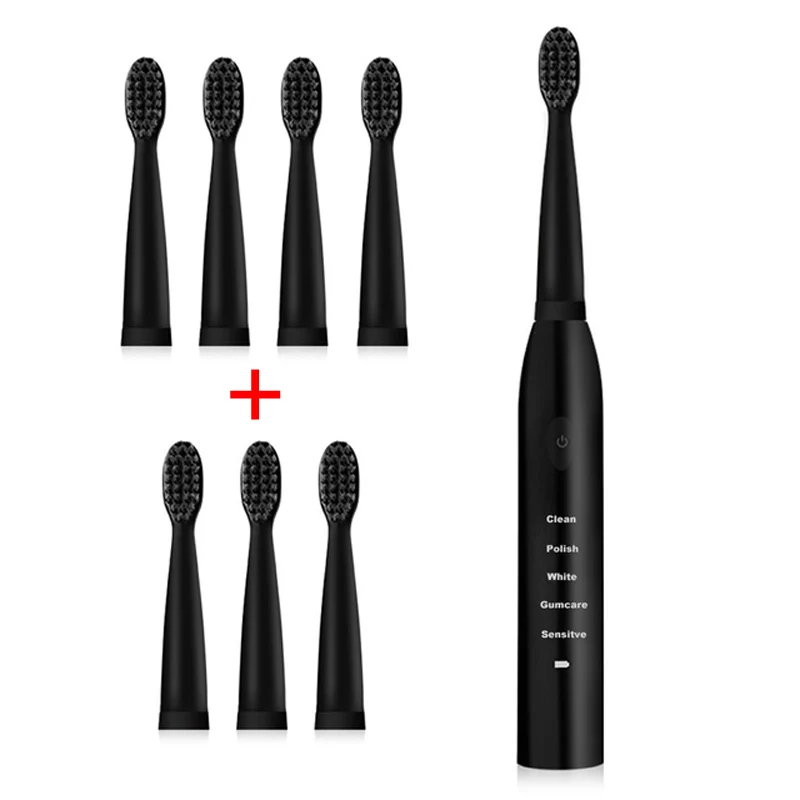 Potente cepillo de dientes eléctrico sónico ultrasónico, carga USB, recargable, lavable, blanqueamiento electrónico, 8 Uds., cabezales de cepillo de