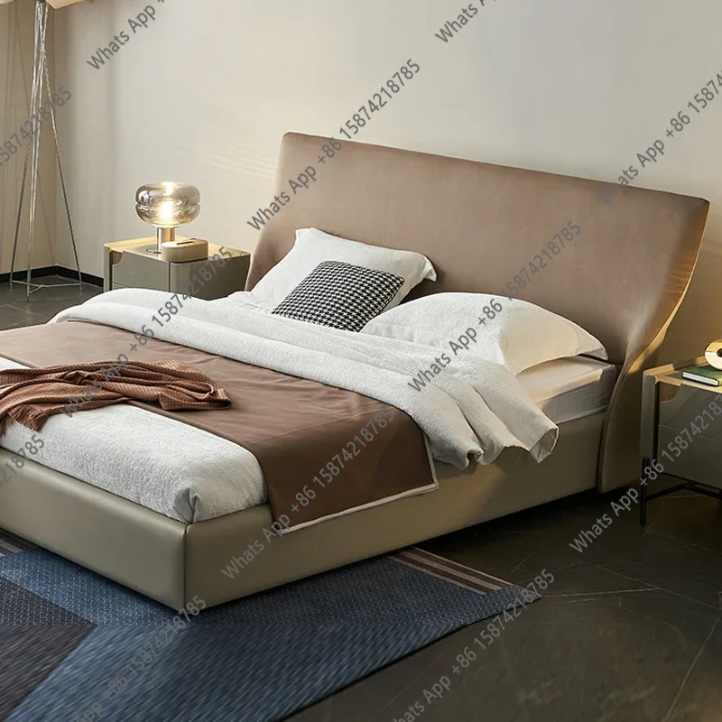 X25 Haute Couture Series/Italian Minimalist High-end Matte Fabric Bed Designer Villa Master Bedroom Double Wedding Bed 1.8 Meter