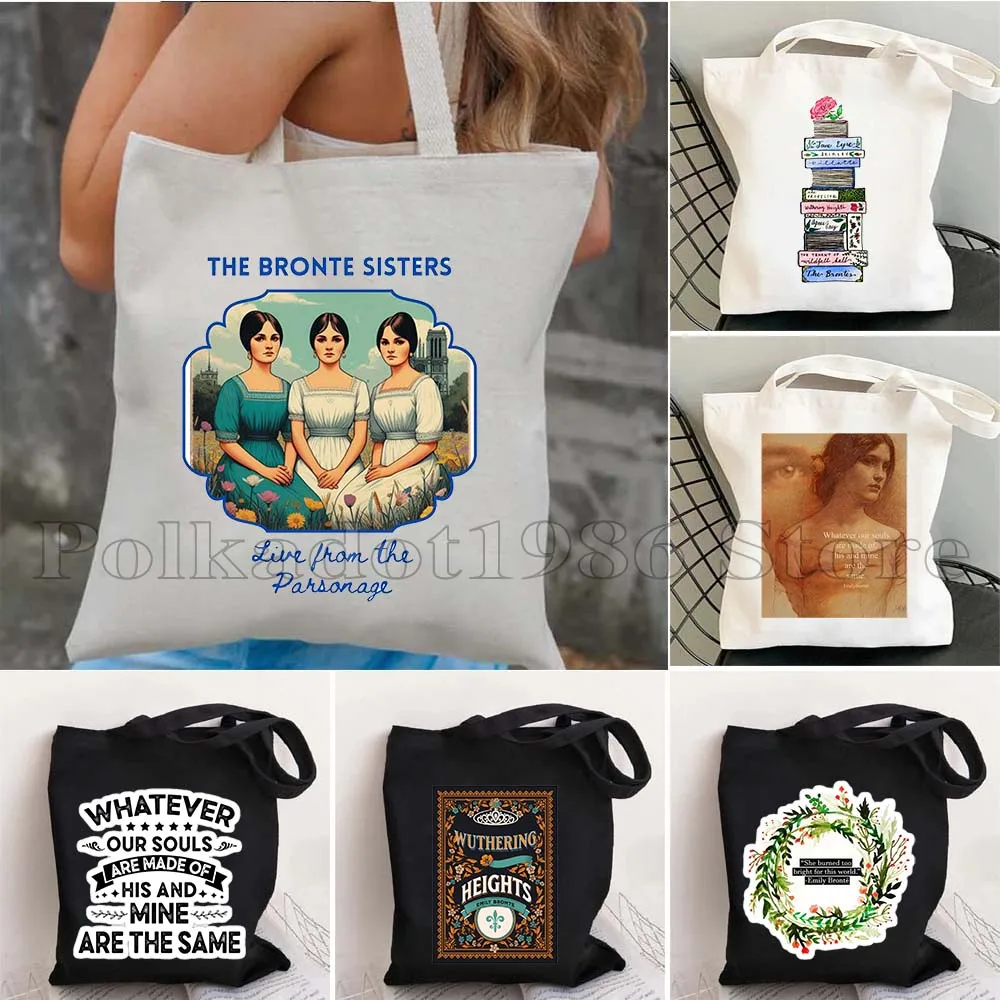 

Emily Bronte Novels Book Gifts Wuthering Heights Quote Heathcliff and Catherine Cute Canvas Shoulder Tote Bag Cotton Handbag