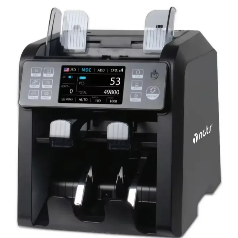 for High Precision Two Pocket Banknotes Cash Value Counter Currency Counter Bill Counter Banking Equipment