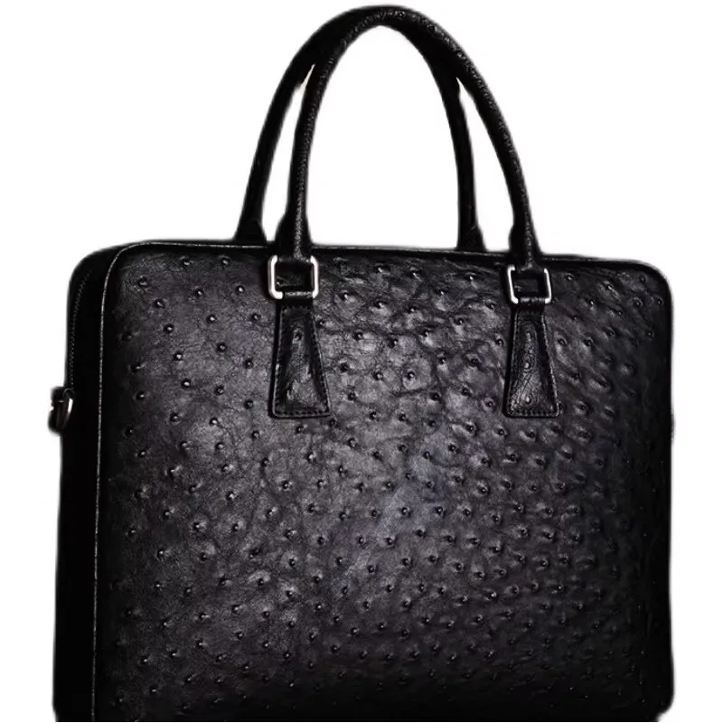 lukani new Men ostrich bag briefcase male business  leisure large capacity computer bag portable crossbody handbag