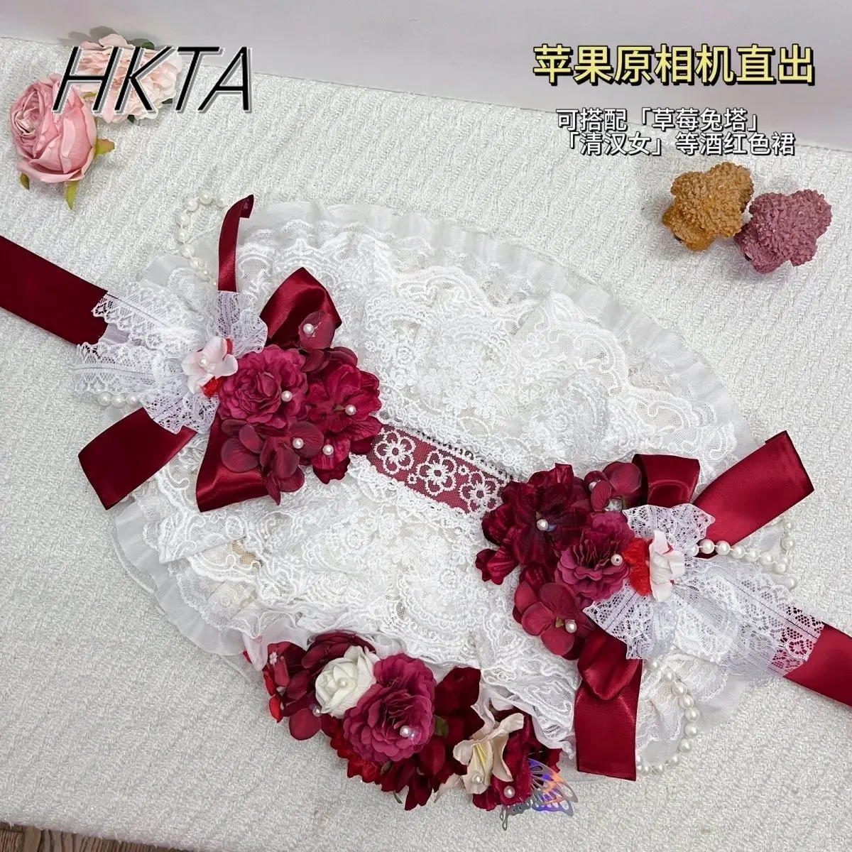 Original eclético morango pastoral lolita chapéus feminino meninas foto-pronto rpg lolita bnt chapéu doce floral palha boné