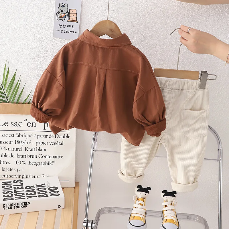 Toddler Jogging Suits Spring Autumn Baby Boy Clothes 18 To 24 Months Solid Color Long Sleeve Shirts + Pants Infant Boys Outfits