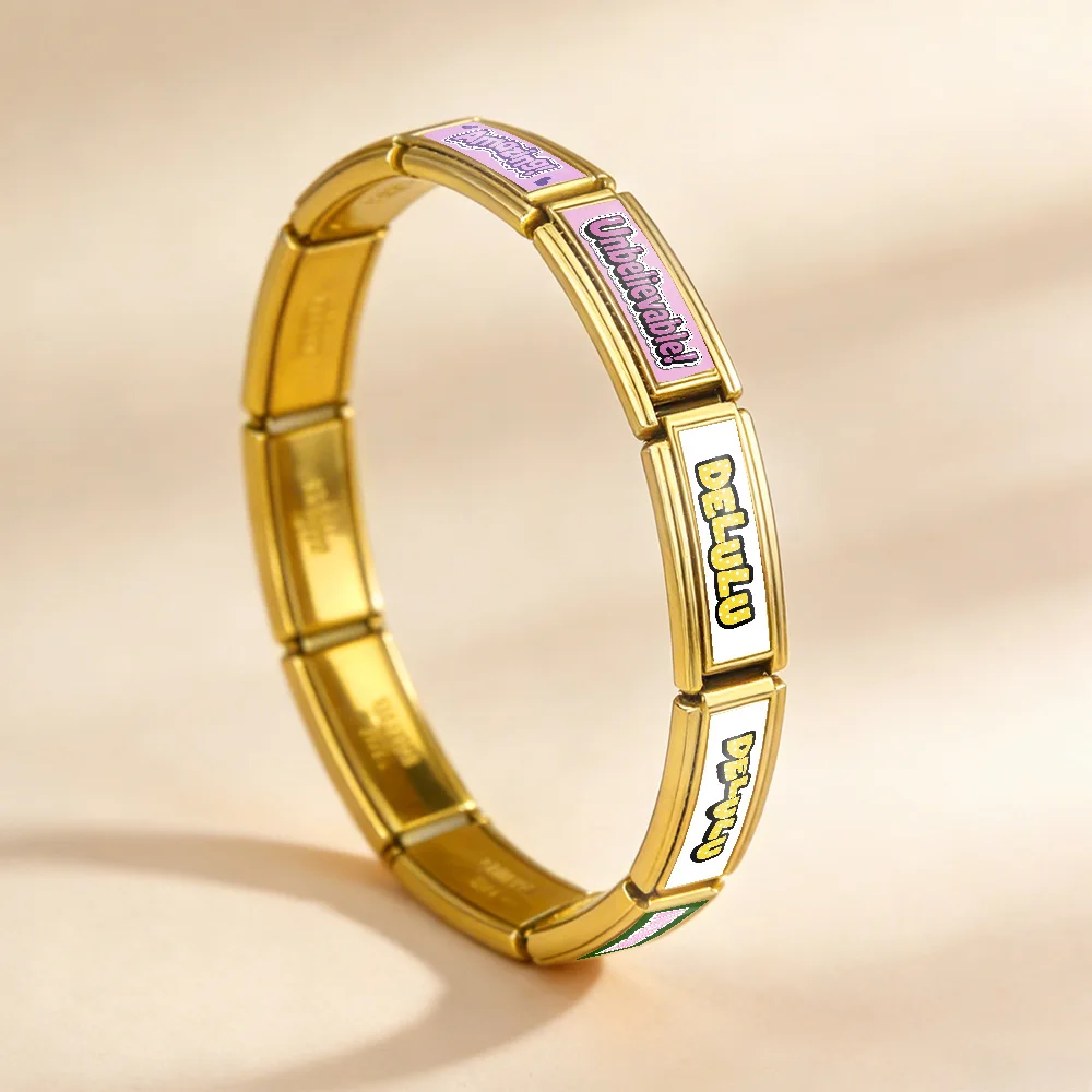 1 Stück italienisches Gliederarmband aus 9 mm Edelstahl, originelles Design, erstaunlich, Delulu, fantastisch, wunderbar, Charm-Schmuck zum Selbermachen – Detail 3
