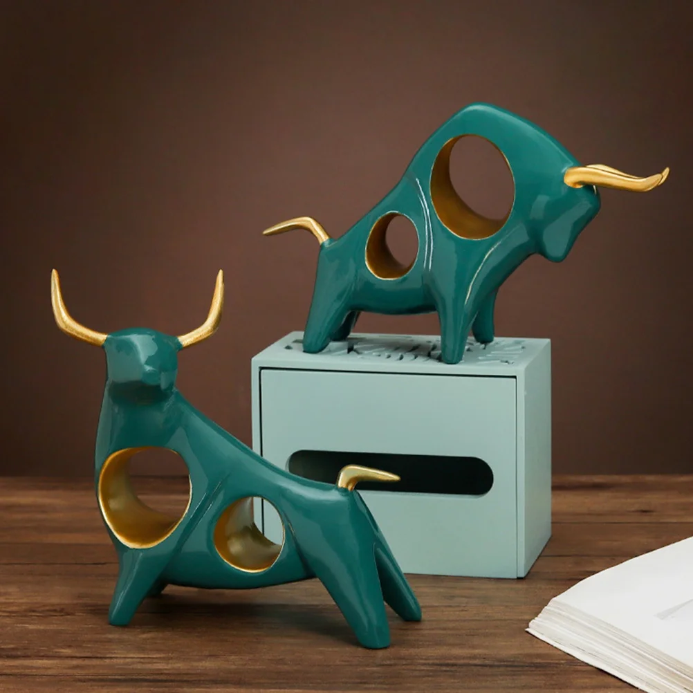 

1Pcs Resin Bull Decor Ornament Desktop Handicraft Chinese Zodiac Ox Mascot Decorative Gift for Home