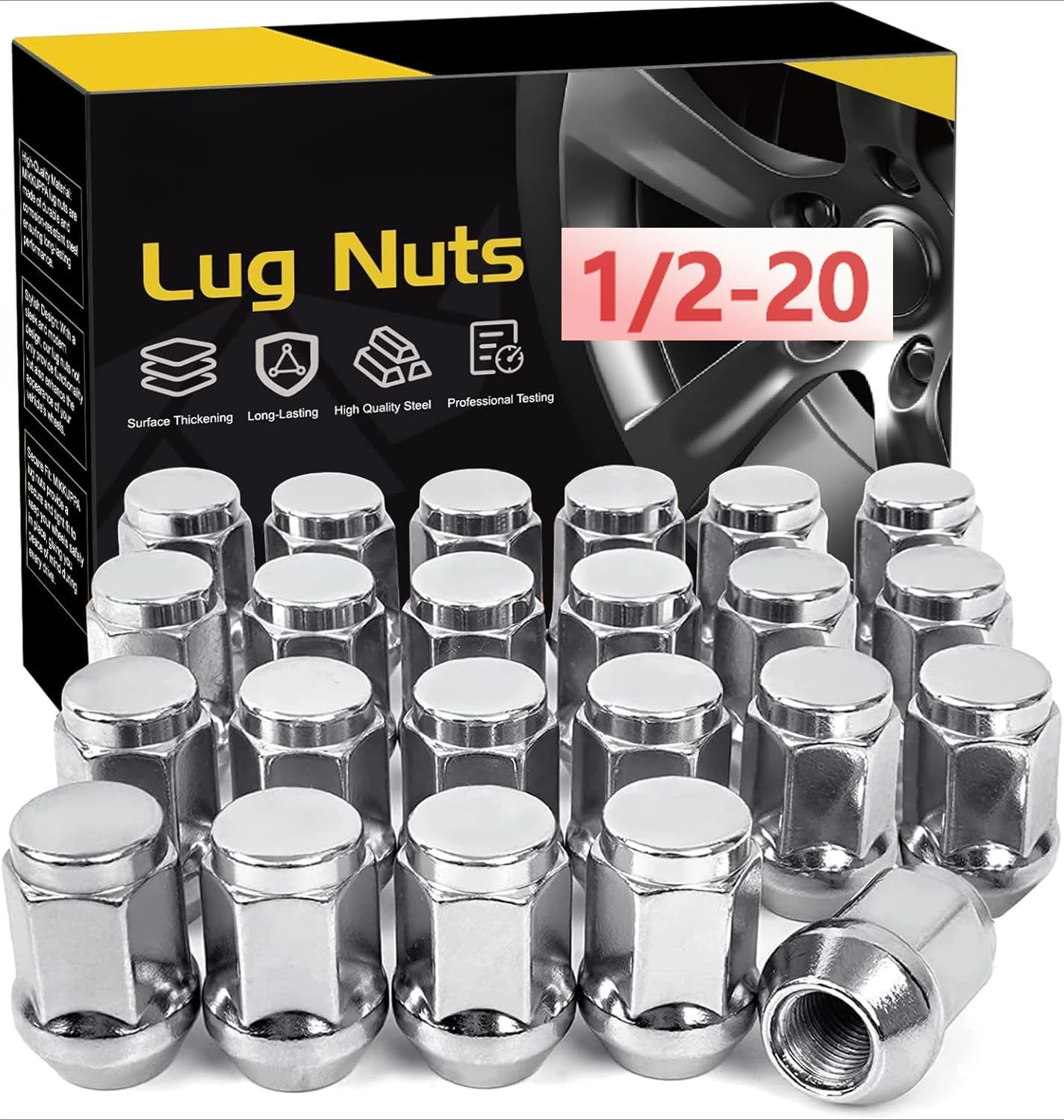 20pcs 1/2-20 Lug Nuts for 1993-2010 Jeep Grand Cherokee Aftermarket Wheel Black or Chrome Closed End Solid Lug Nuts