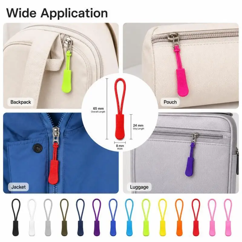 10 Stück Reißverschluss-Ziehgriff-Endstücke, geeignet für Seilanhänger, Ersatz-Clips, Reparatur von gebrochenen Schnallen, Reißverschluss-Tab für Reisetaschen, Koffer, Zelte, Rucksäcke – Detail 6
