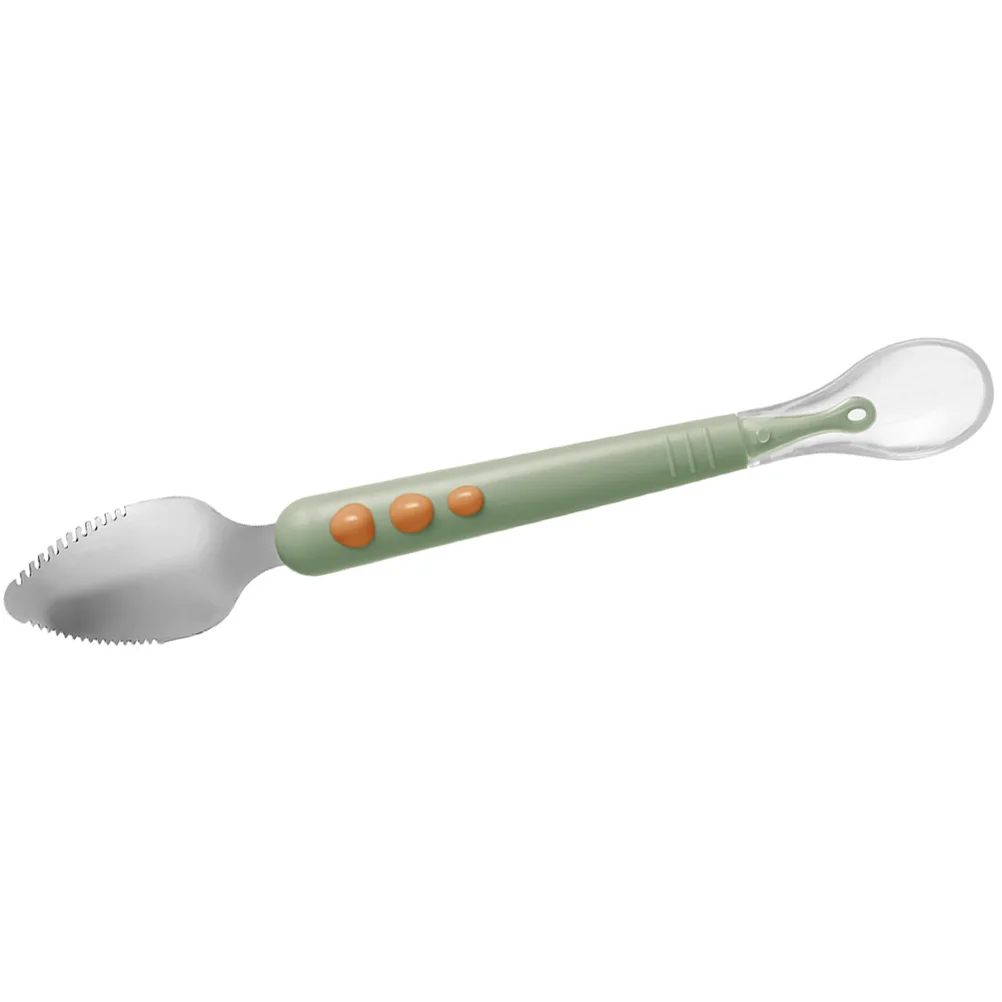 

Puree Spoon Double Sided Light Green 304 Stainless Steel Baby Feeding Spoons Toddler Infant Fruit Puree Silicone Spoons Double
